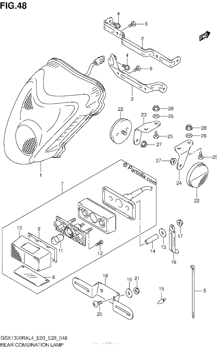 Diagrama de REAR COMBINATION LAMP GSX1300RAL4 E28