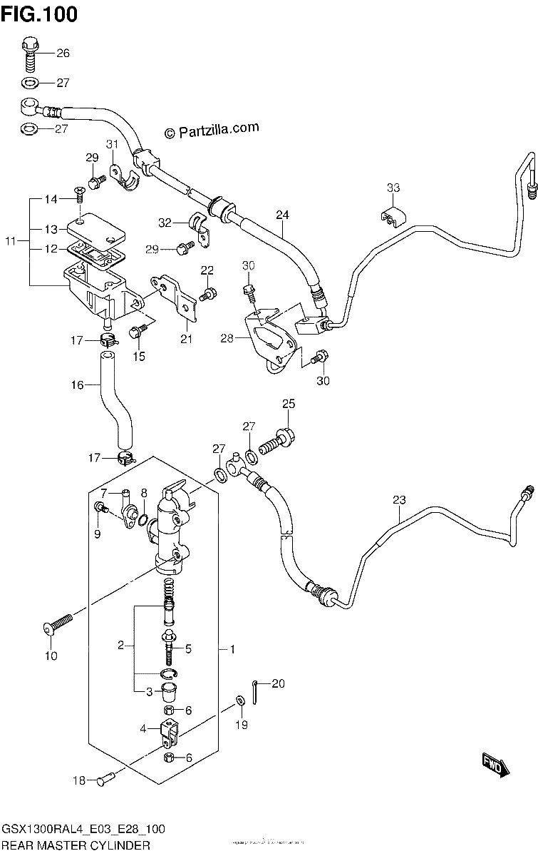 Diagrama de REAR MASTER CYLINDER GSX1300RAL4 E03