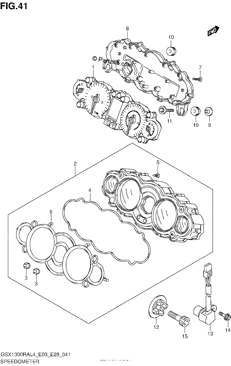 Diagrama de SPEEDOMETER GSX1300RAL4 E28