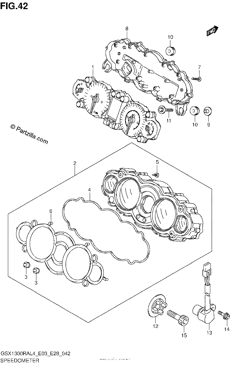 Diagrama de SPEEDOMETER GSX1300RAL4 E33