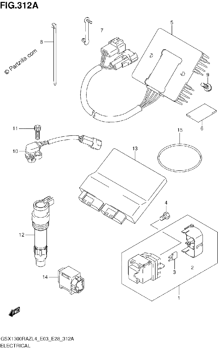 Diagrama de ELECTRICAL GSX1300RAZL4 E03