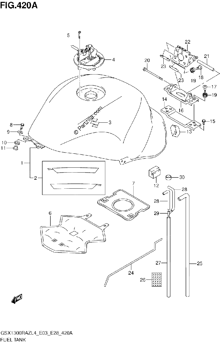 Diagrama de FUEL TANK GSX1300RAZL4 E03