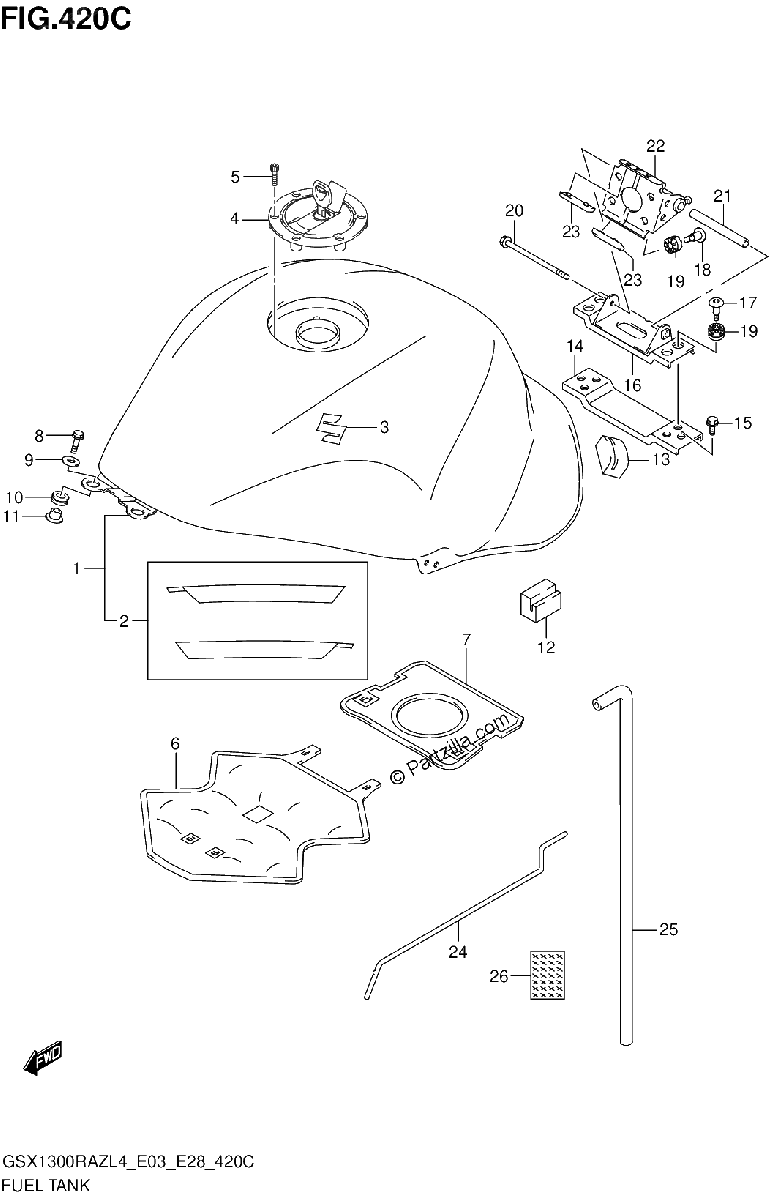 Diagrama de FUEL TANK GSX1300RAZL4 E33