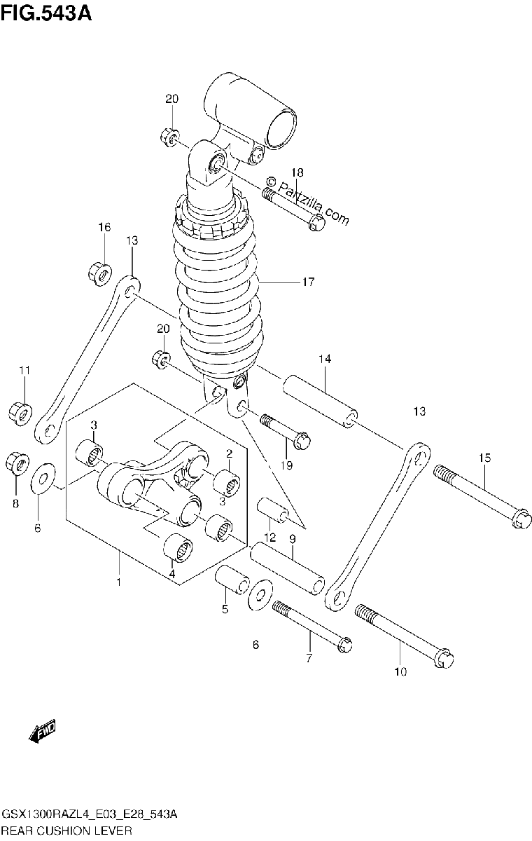 Diagrama de REAR CUSHION LEVER GSX1300RAZL4 E03