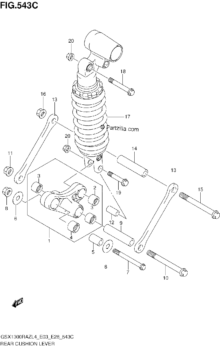 Diagrama de REAR CUSHION LEVER GSX1300RAZL4 E33