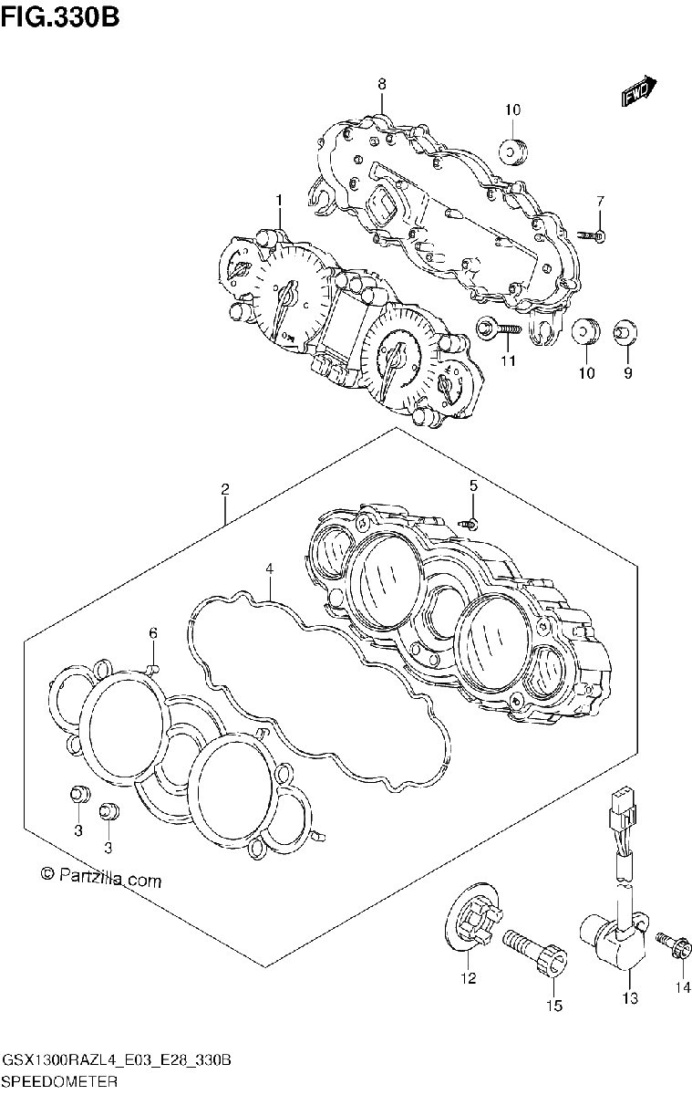 Diagrama de SPEEDOMETER GSX1300RAZL4 E28