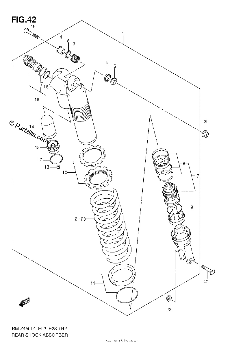Diagrama de REAR SHOCK ABSORBER RM Z450L4 E03