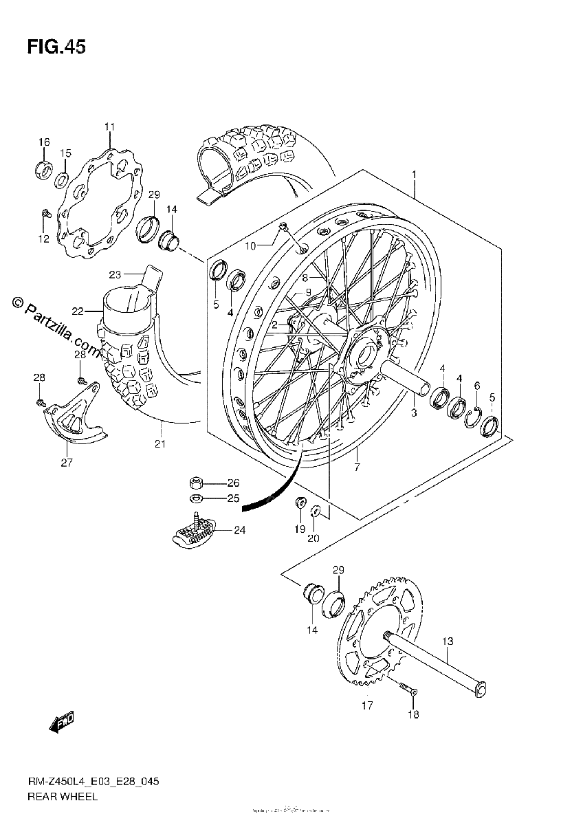 Diagrama de REAR WHEEL