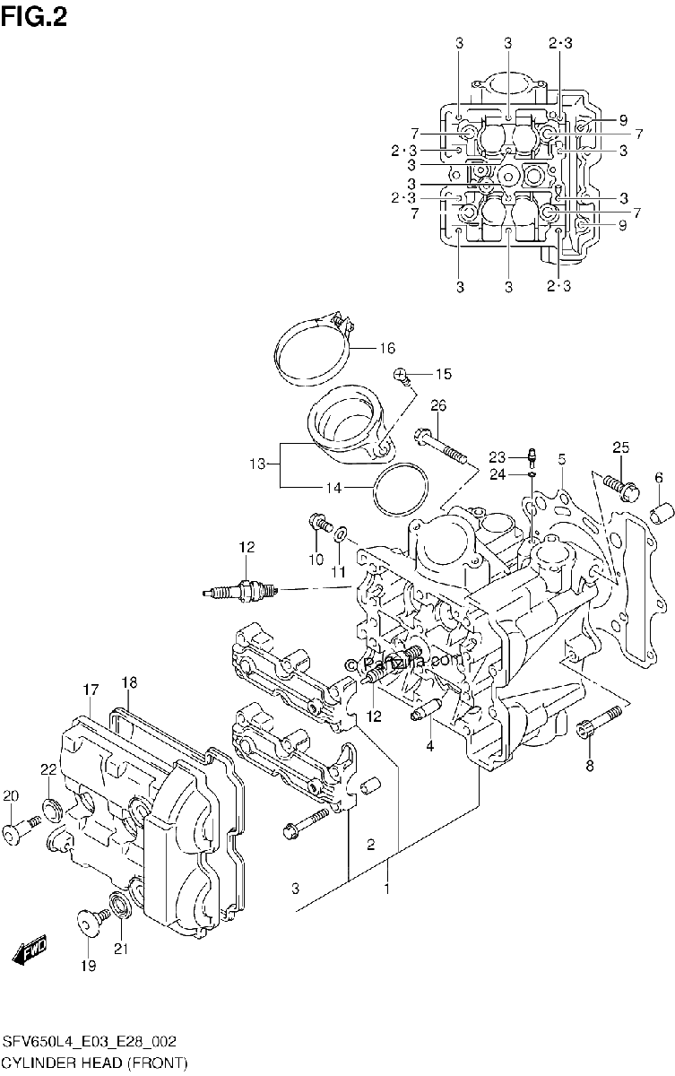 Diagrama de CYLINDER HEAD FRONT