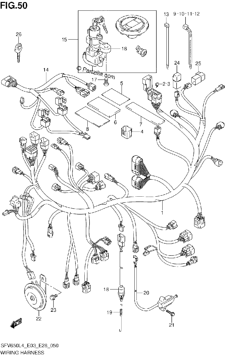 Diagrama de WIRING HARNESS SFV650AL4 E28