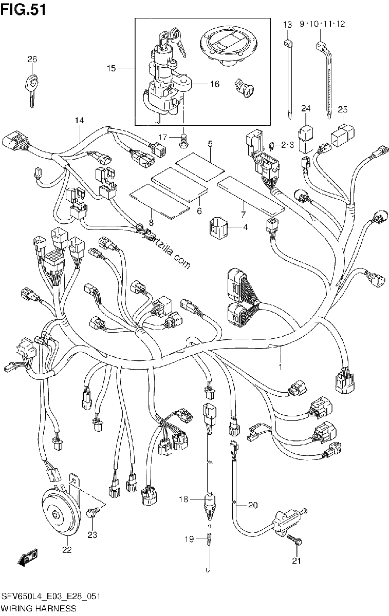 Diagrama de WIRING HARNESS SFV650AL4 E33