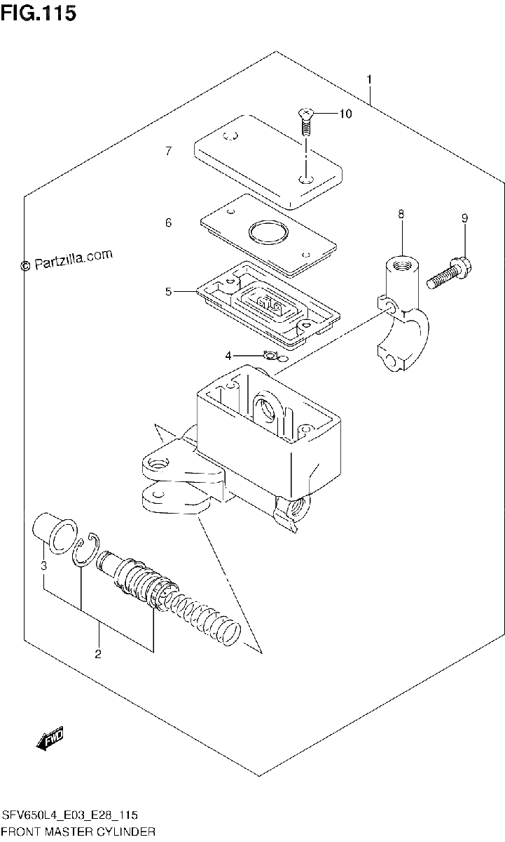 Diagrama de FRONT MASTER CYLINDER SFV650L4 E28
