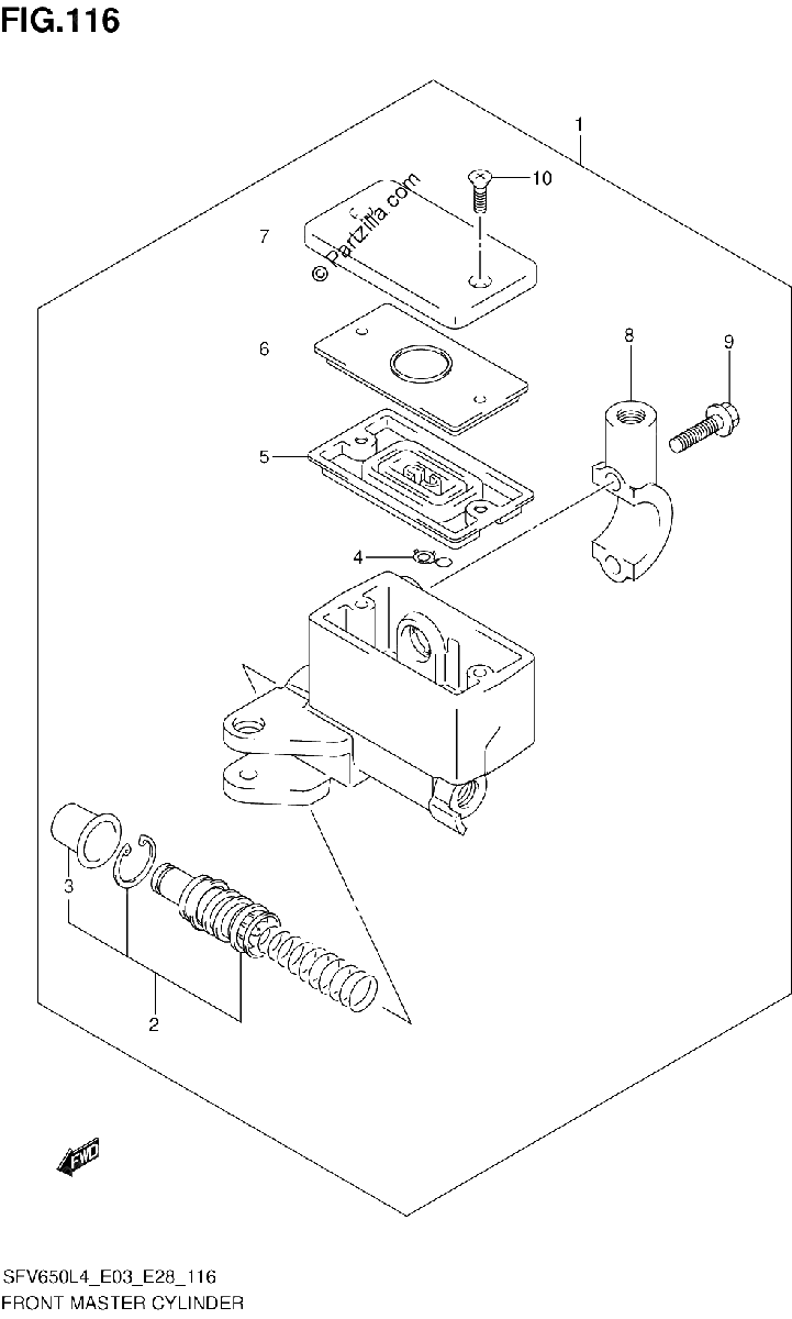 Diagrama de FRONT MASTER CYLINDER SFV650L4 E33