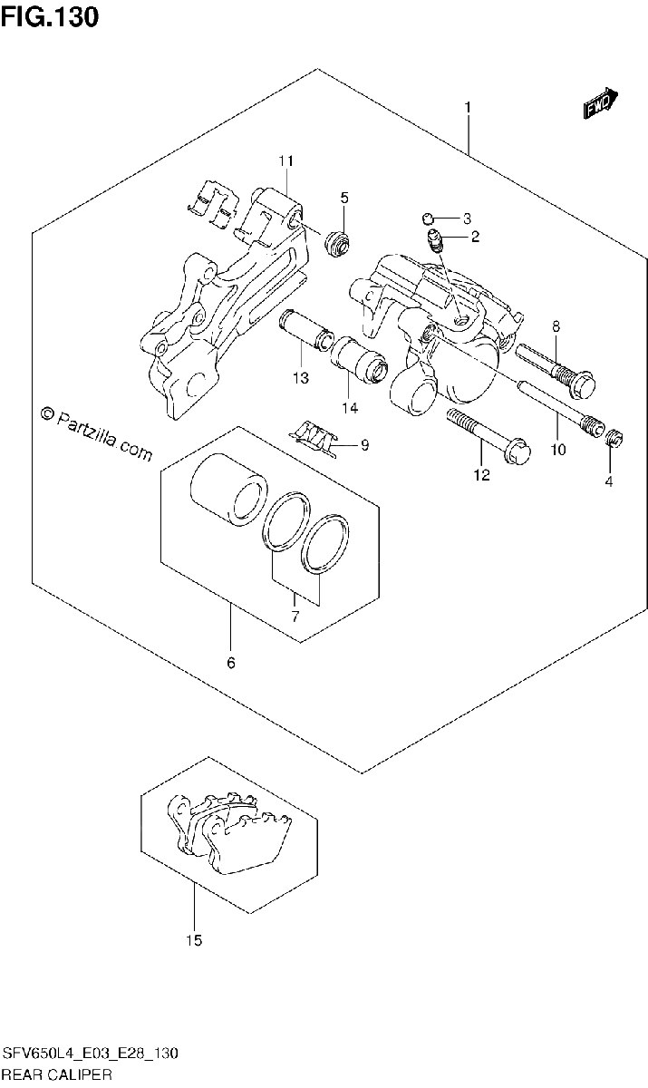 Diagrama de REAR CALIPER SFV650L4 E03