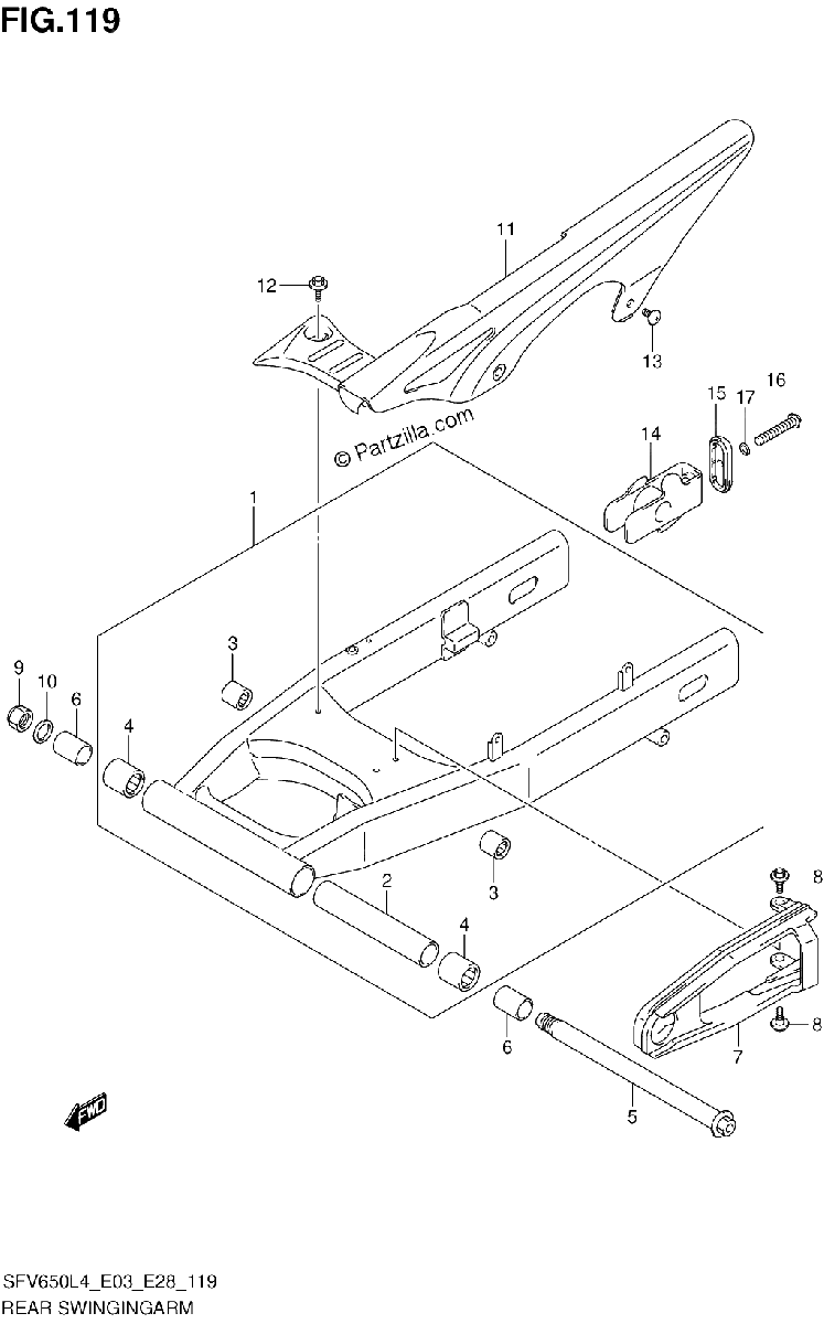 Diagrama de REAR SWINGINGARM