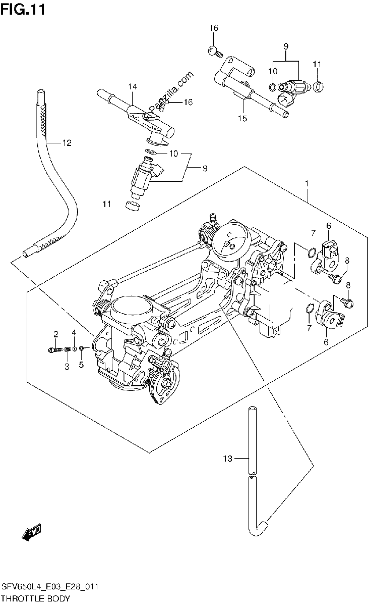 Diagrama de THROTTLE BODY SFV650L4 E03