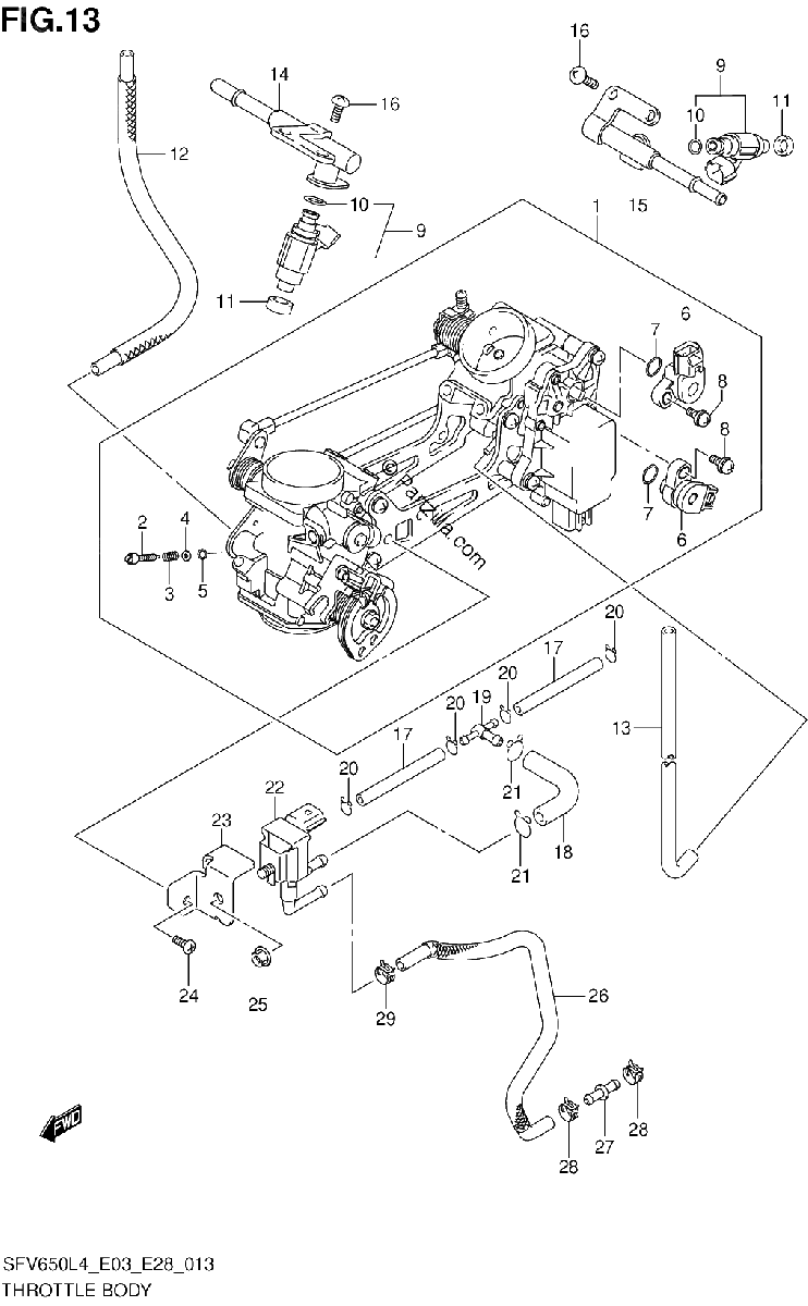 Diagrama de THROTTLE BODY SFV650L4 E33
