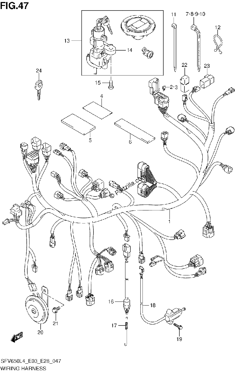 Diagrama de WIRING HARNESS SFV650L4 E03
