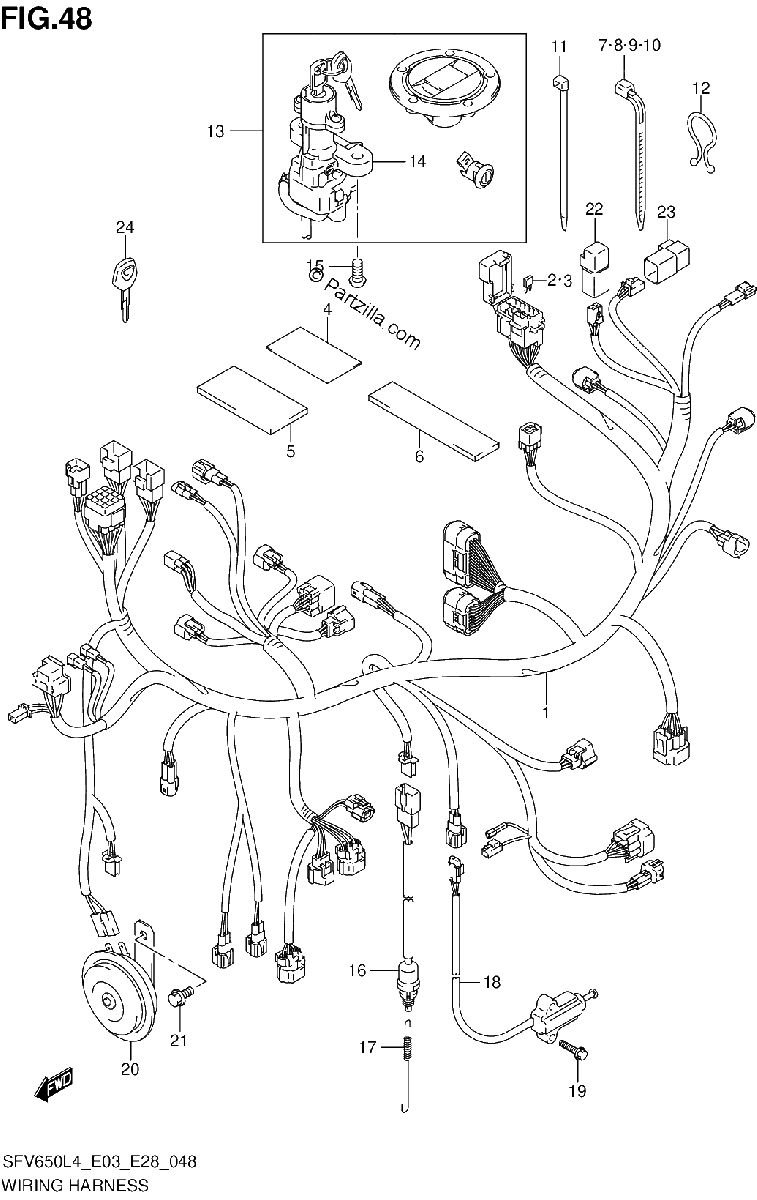Diagrama de WIRING HARNESS SFV650L4 E28