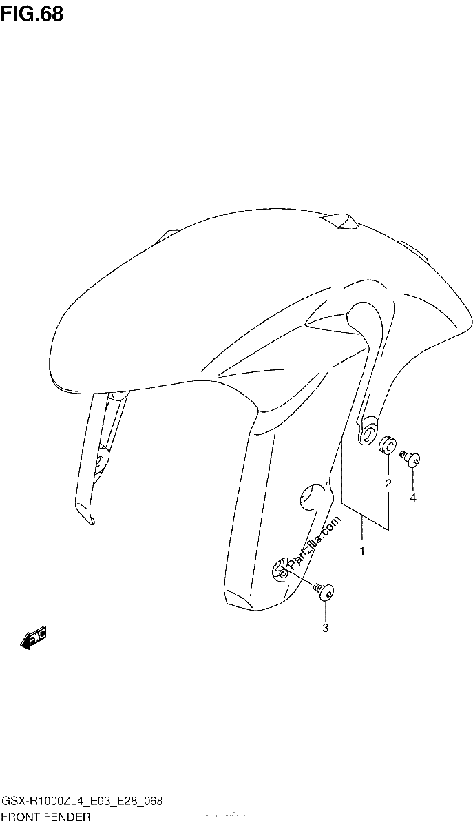 Diagrama de FRONT FENDER GSX R1000ZL4 E03