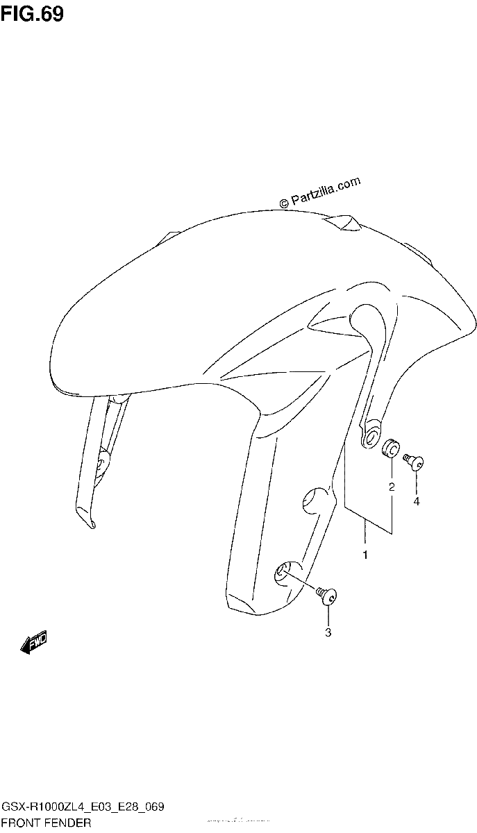 Diagrama de FRONT FENDER GSX R1000ZL4 E28