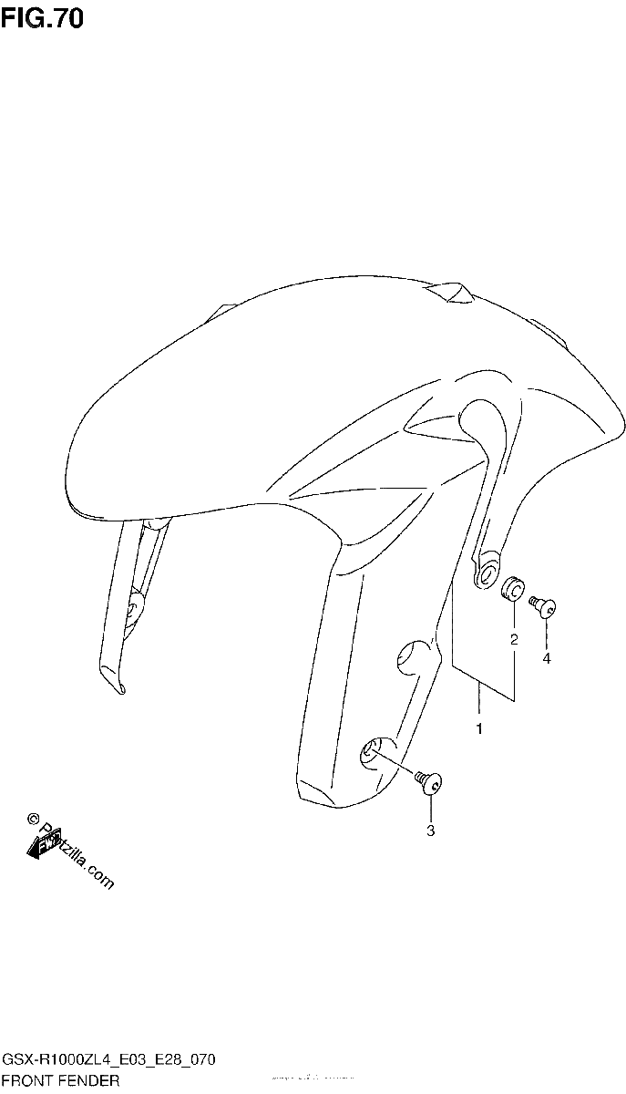 Diagrama de FRONT FENDER GSX R1000ZL4 E33