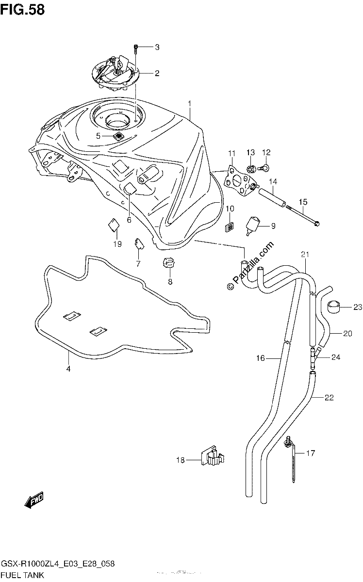 Diagrama de FUEL TANK GSX R1000ZL4 E28