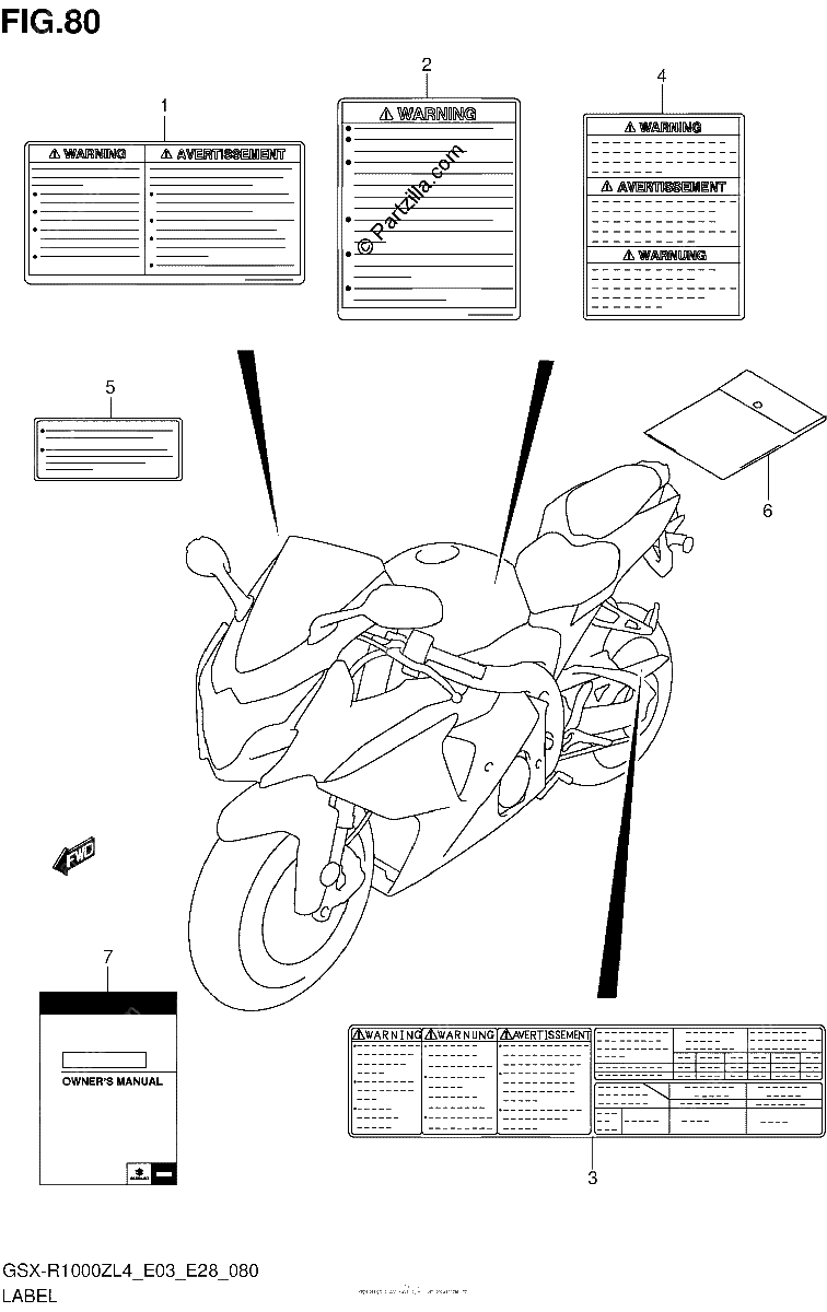 Diagrama de LABEL GSX R1000ZL4 E28