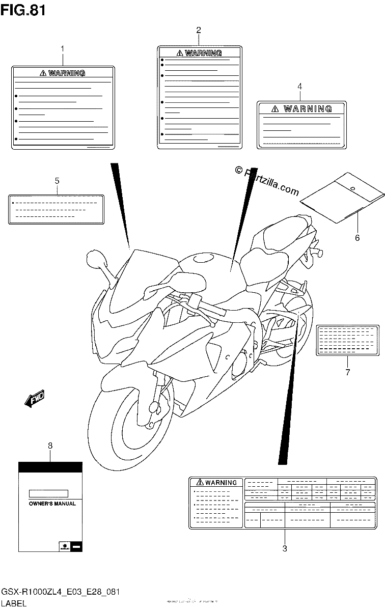 Diagrama de LABEL GSX R1000ZL4 E33