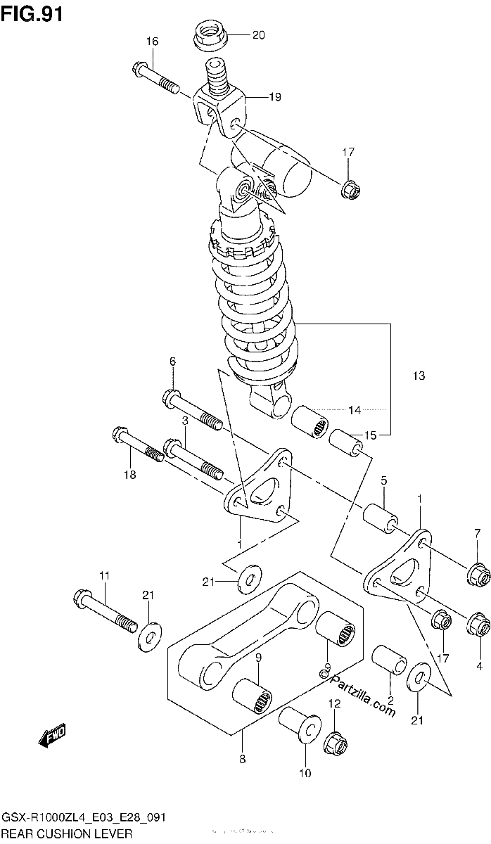 Diagrama de REAR CUSHION LEVER GSX R1000ZL4 E03