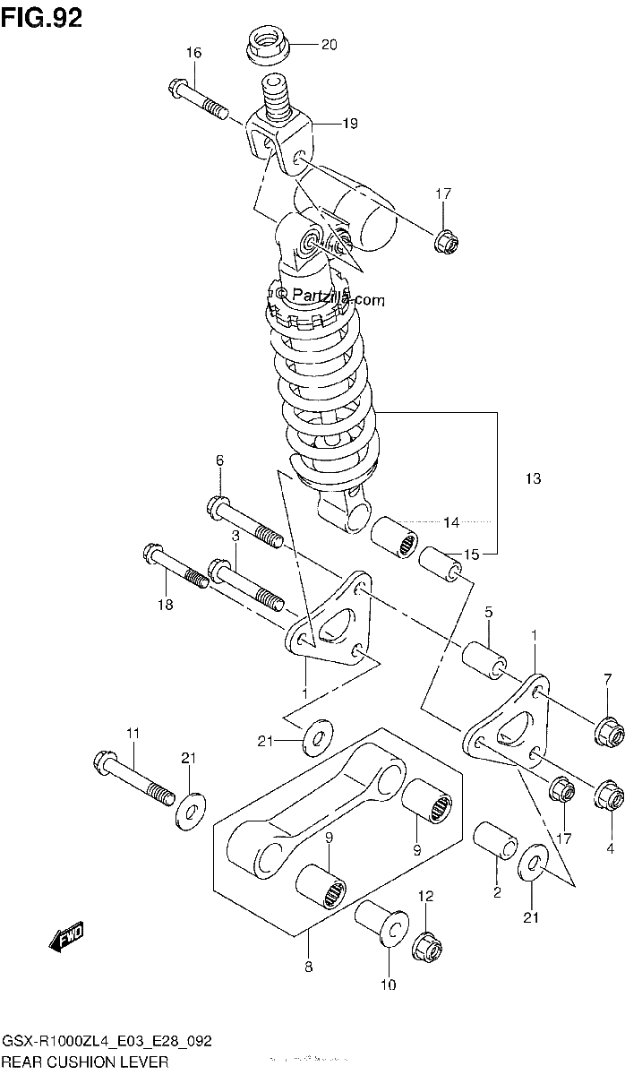 Diagrama de REAR CUSHION LEVER GSX R1000ZL4 E28