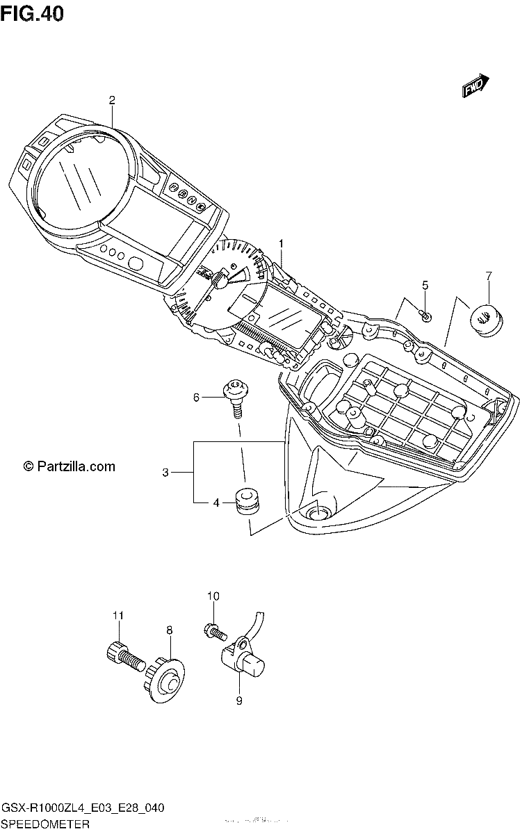 Diagrama de SPEEDOMETER GSX R1000ZL4 E03