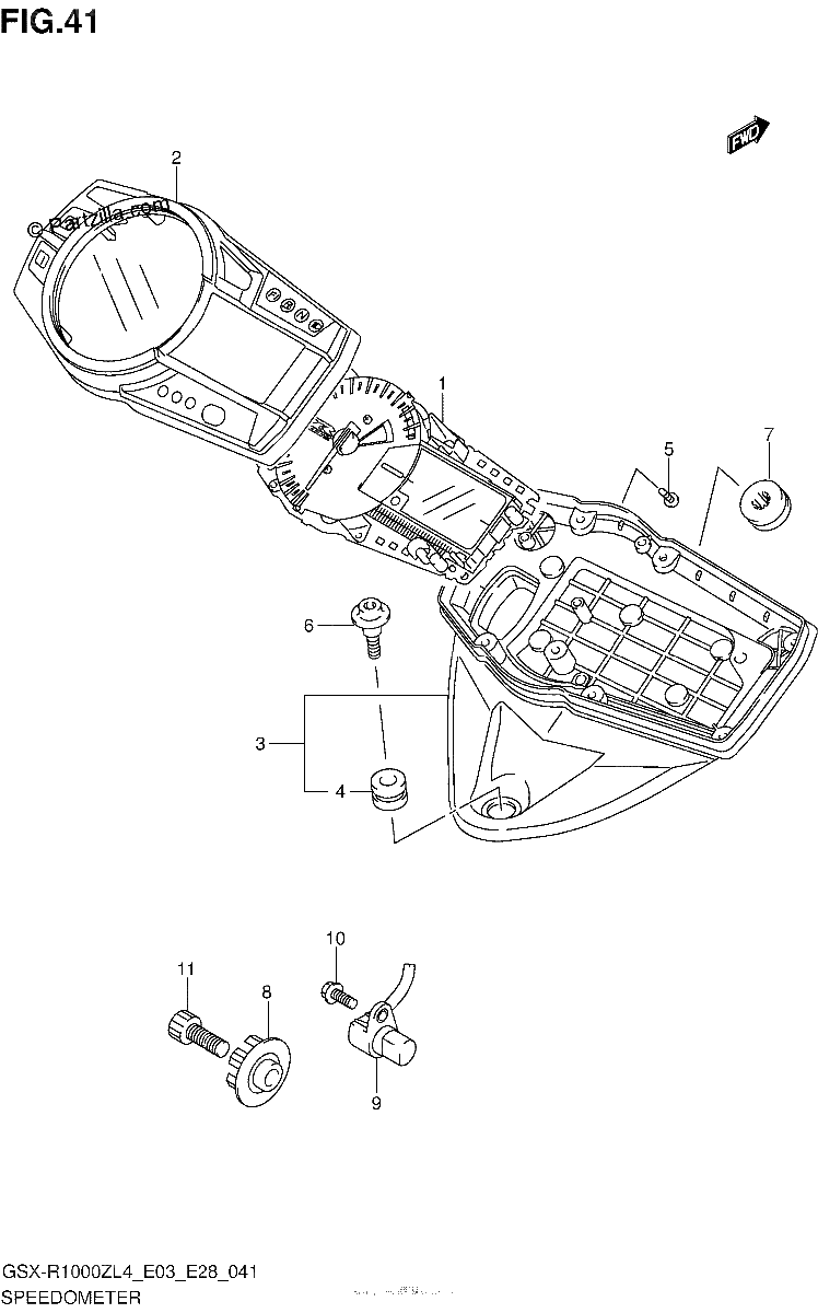 Diagrama de SPEEDOMETER GSX R1000ZL4 E28