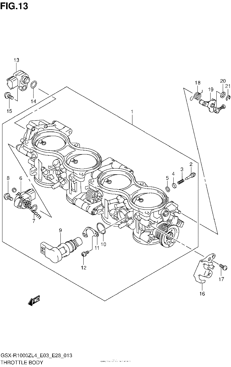 Diagrama de THROTTLE BODY GSX R1000ZL4 E28
