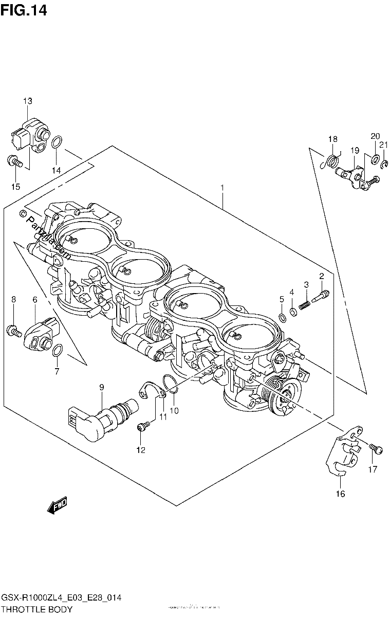 Diagrama de THROTTLE BODY GSX R1000ZL4 E33