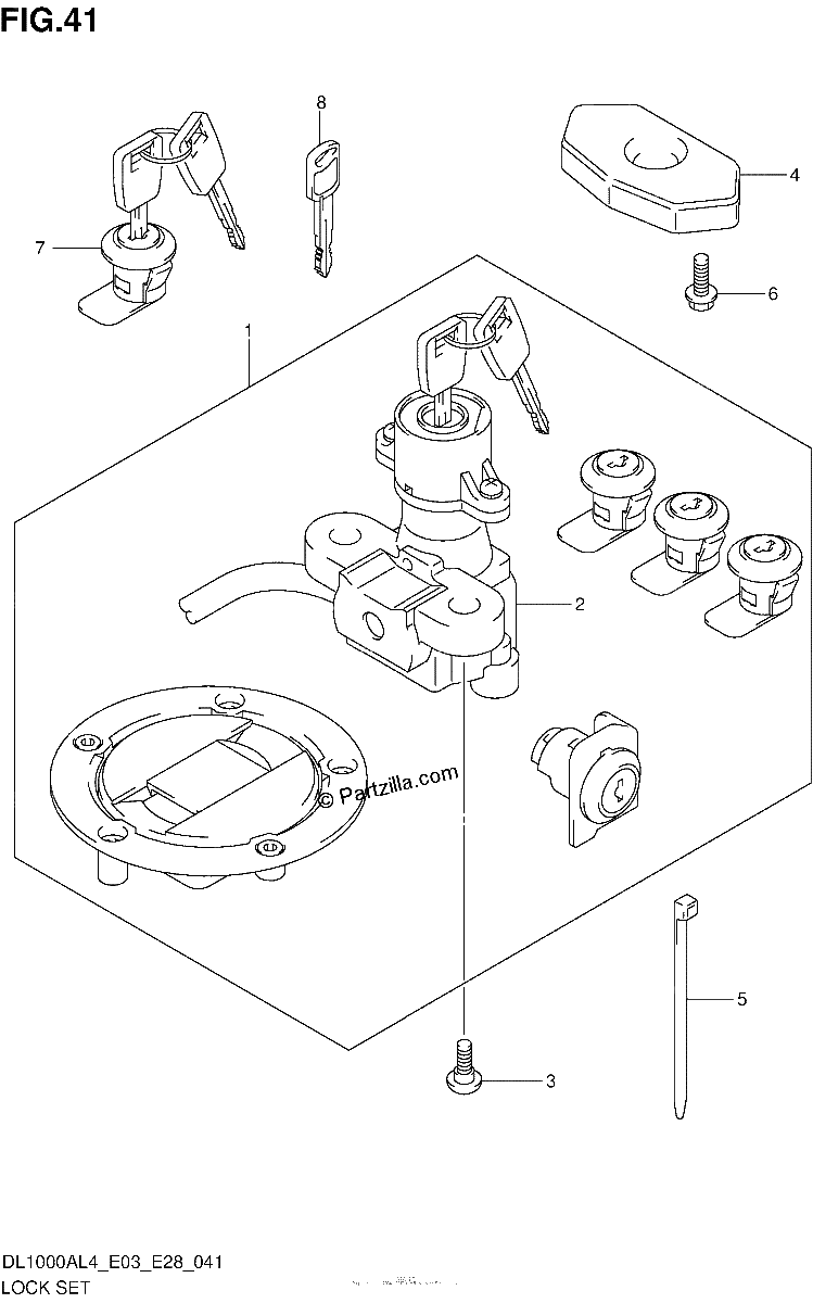 Diagrama de LOCK SET FOR PANNIR CASE DL1000AL4 E28