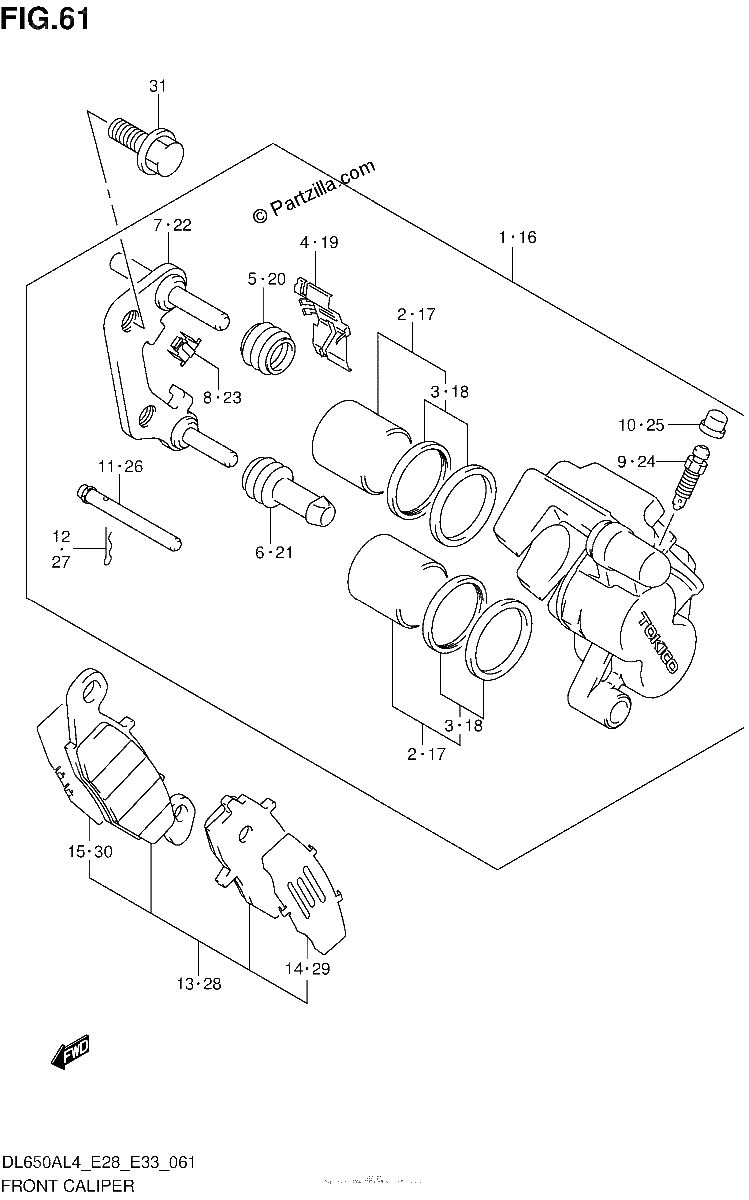 Diagrama de FRONT CALIPER