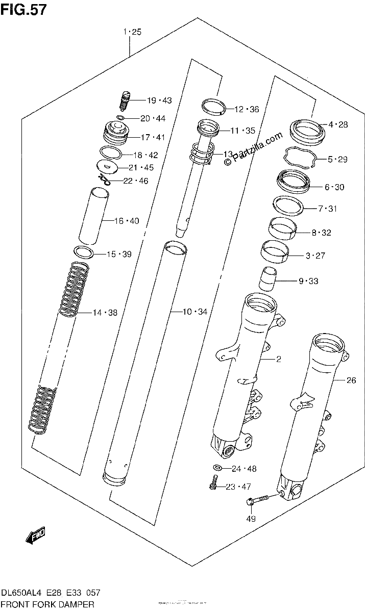 Diagrama de FRONT FORK DAMPER