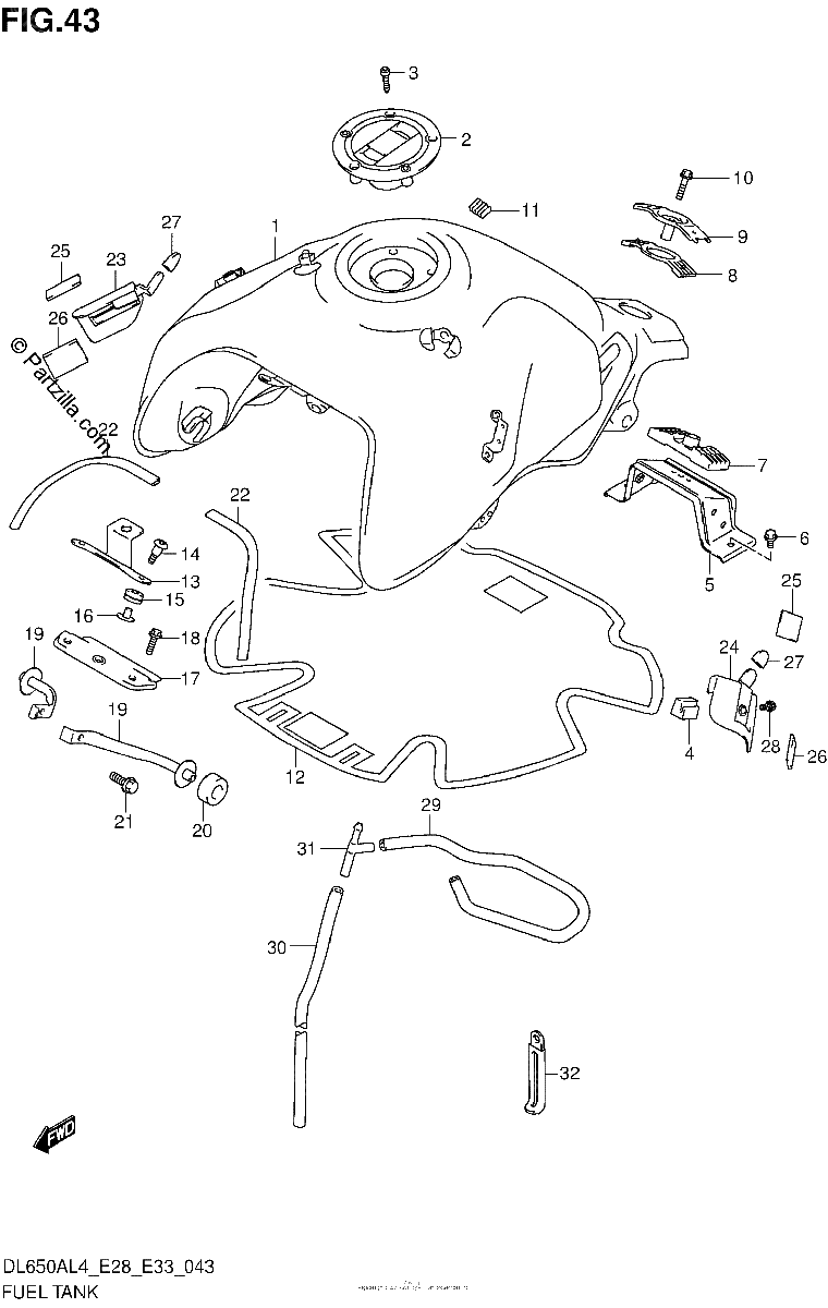 Diagrama de FUEL TANK DL650AL4 E33