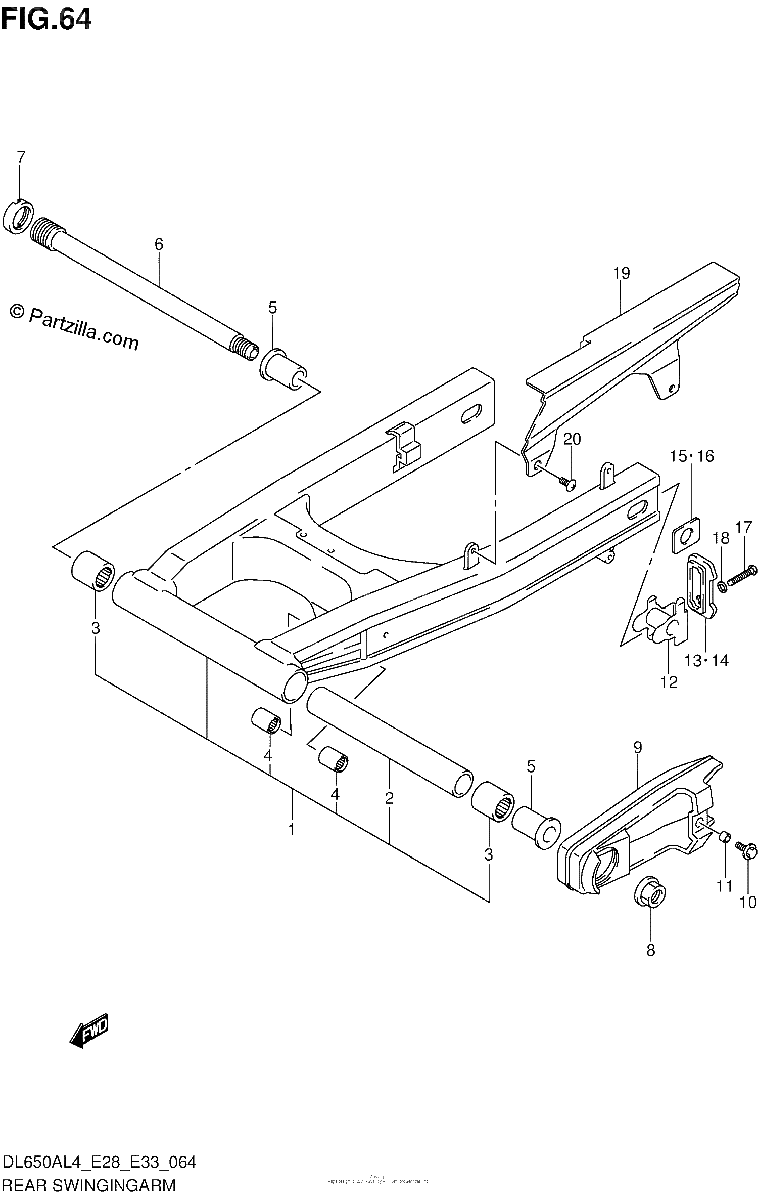 Diagrama de REAR SWINGINGARM