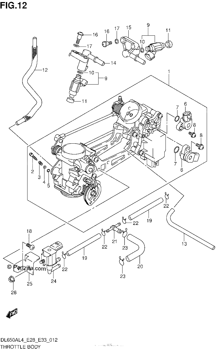 Diagrama de THROTTLE BODY DL650AL4 E33