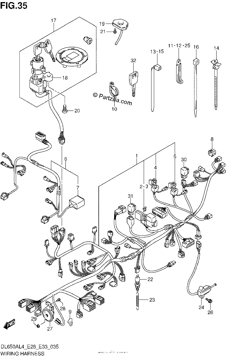 Diagrama de WIRING HARNESS DL650AL4 E33