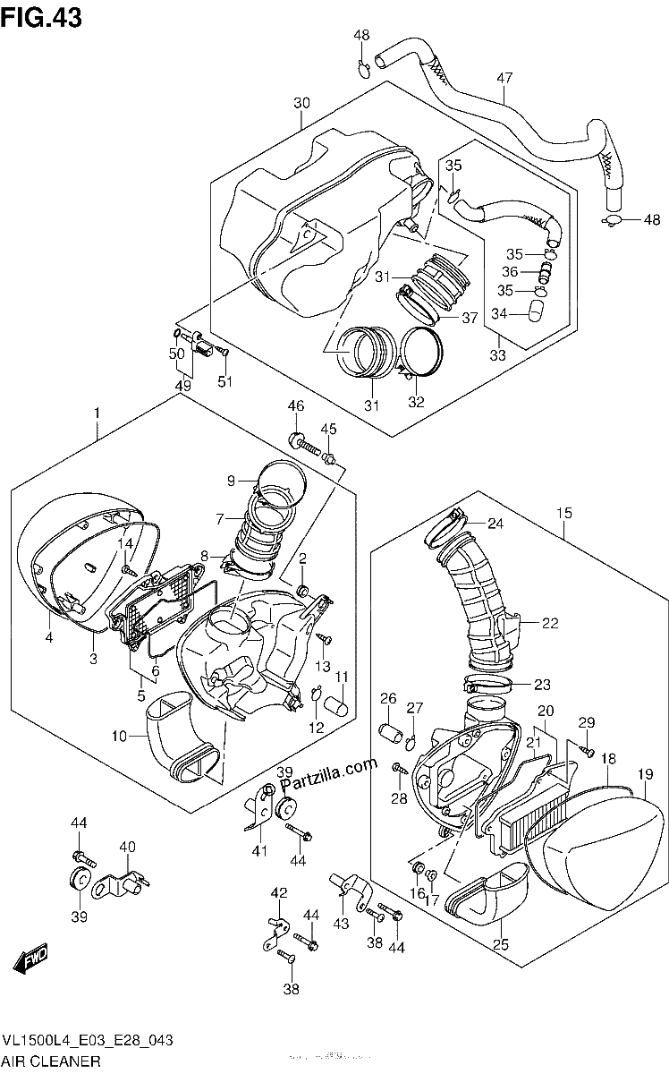Diagrama de AIR CLEANER VL1500L4 E28