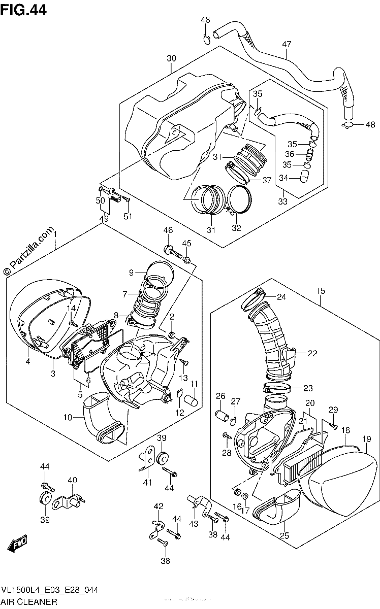 Diagrama de AIR CLEANER VL1500L4 E33