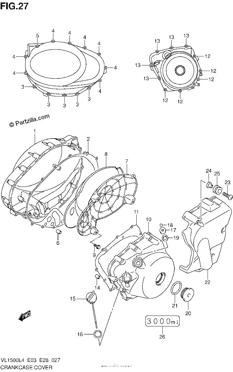 Diagrama de CRANKCASE COVER VL1500L4 E28