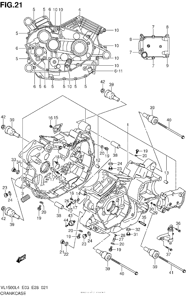 Diagrama de CRANKCASE VL1500L4 E28