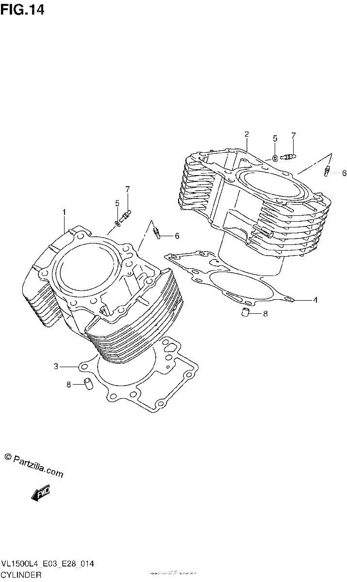 Diagrama de CYLINDER VL1500L4 E03