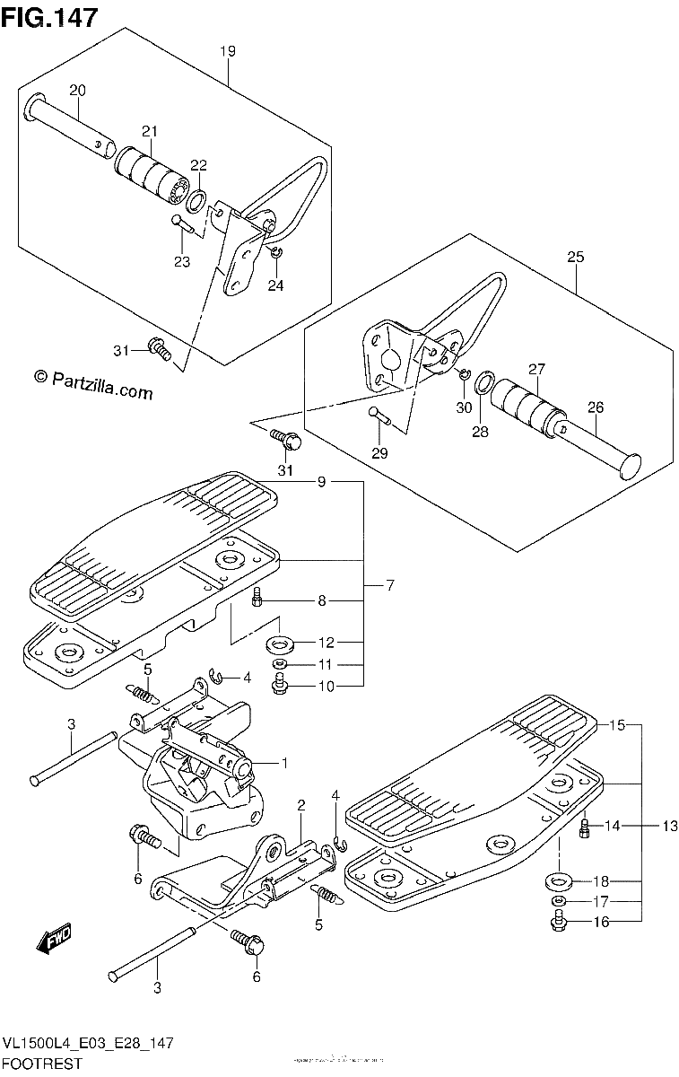 Diagrama de FOOTREST VL1500L4 E28