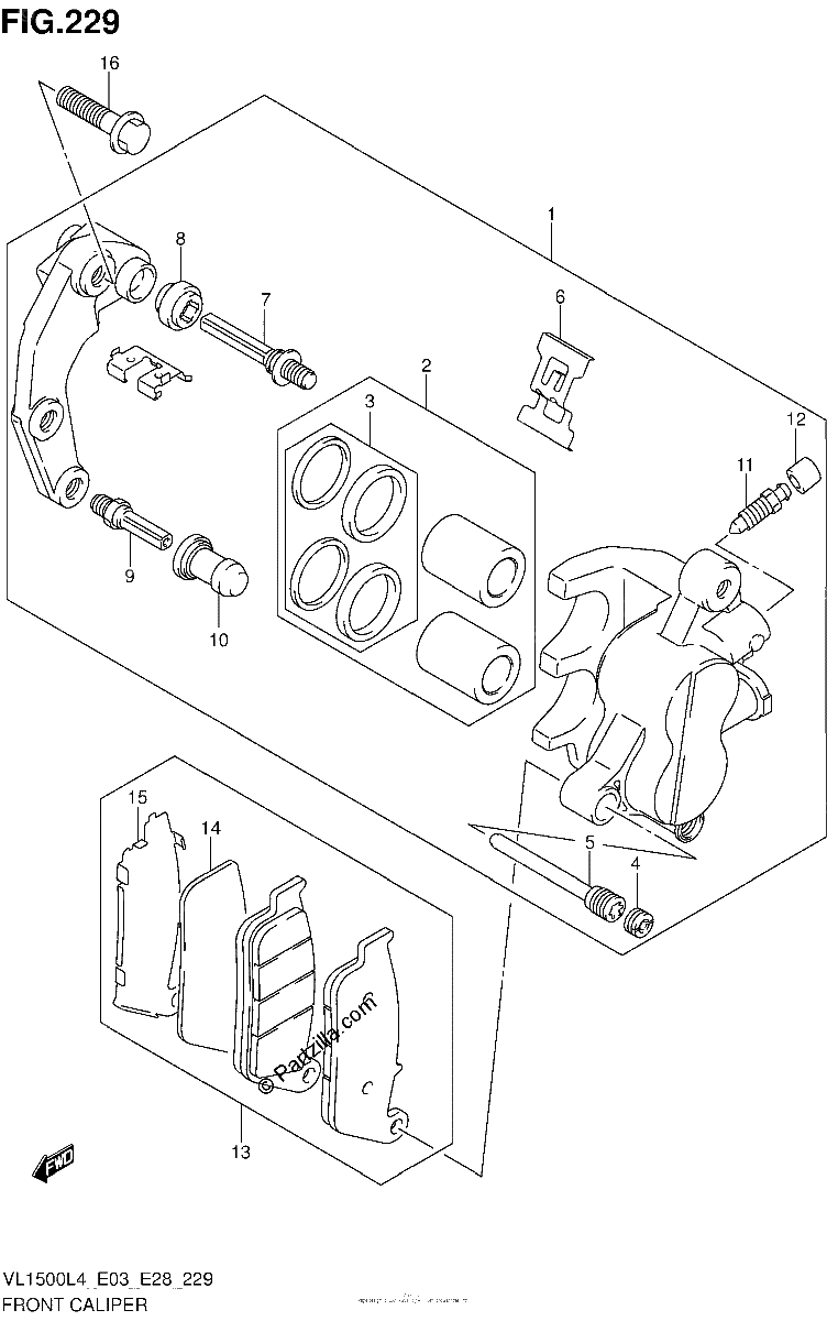 Diagrama de FRONT CALIPER VL1500L4 E28