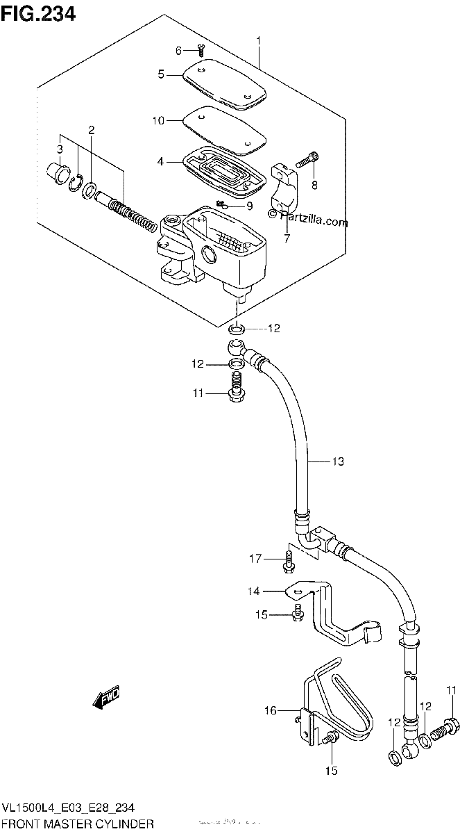 Diagrama de FRONT MASTER CYLINDER VL1500L4 E03